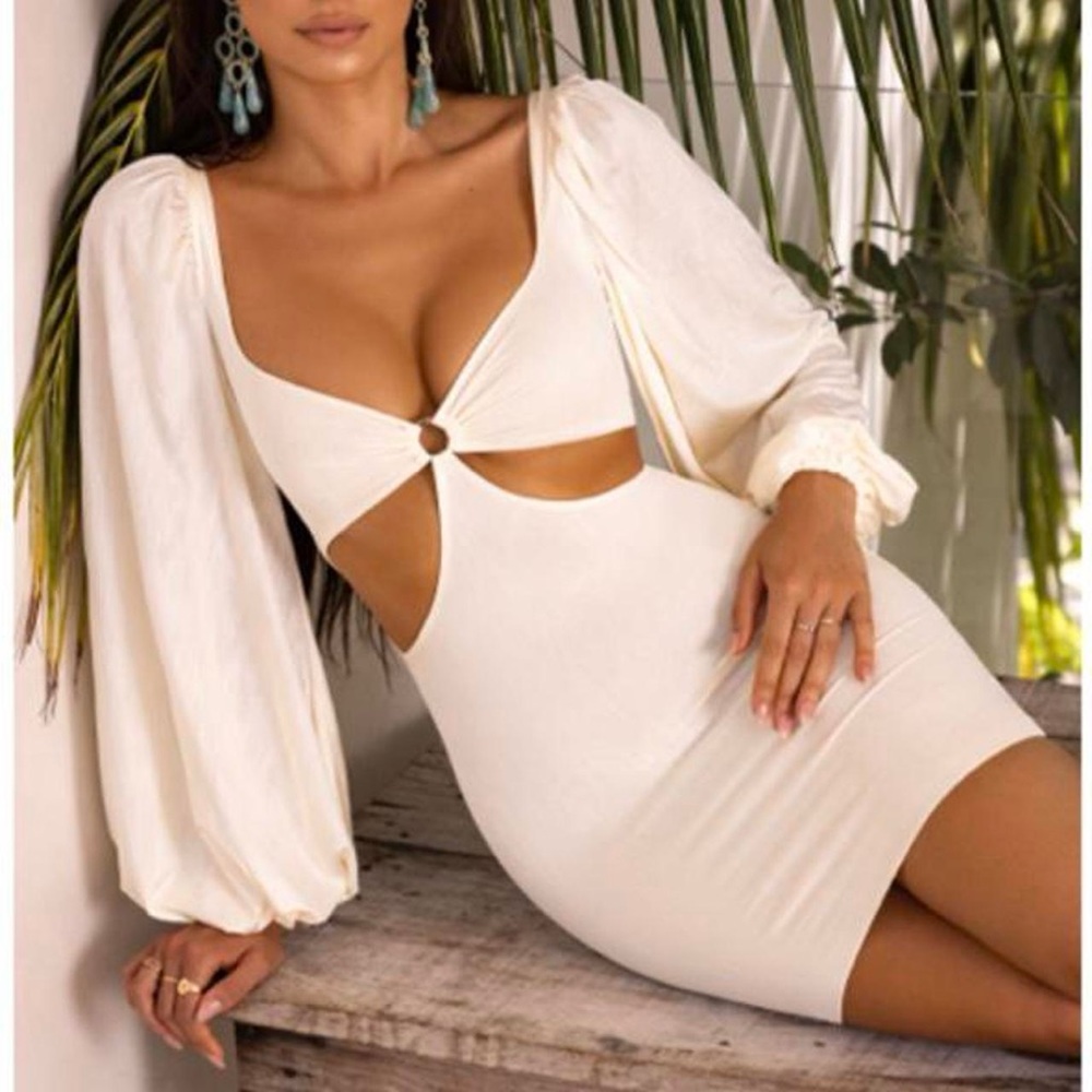 Oh Polly Balloon Sleeve Cut Out Mini Dress